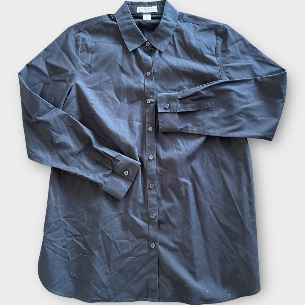 Coldwater Creek No Iron 2 Button Down Shirts Large 14 Long Sleeve Magenta Black‎ - Picture 3 of 9